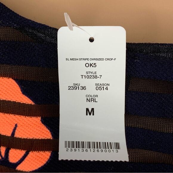 2B Bebe NWT Crop Top Sleeveless Leaf Print Blue/Orange Pullover Size M - Picture 8 of 8